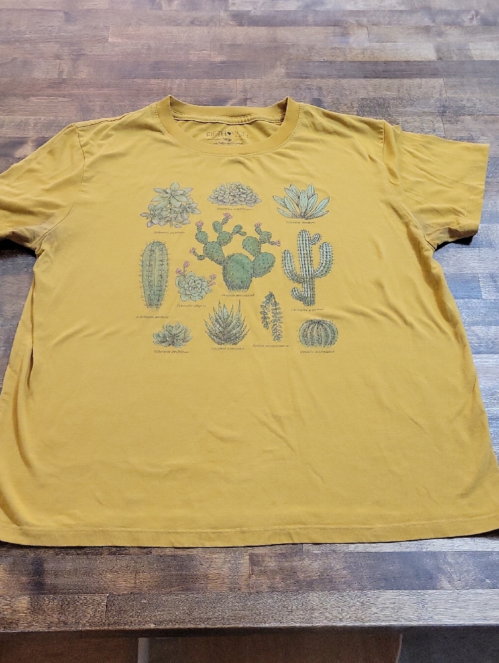 Mustard Yellow Cactus Graphic Tee Size Large